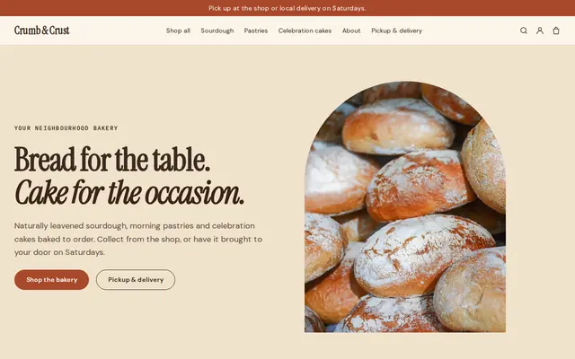 The Crumb & Crust sample website, made with Cornerrr’s Crumb theme